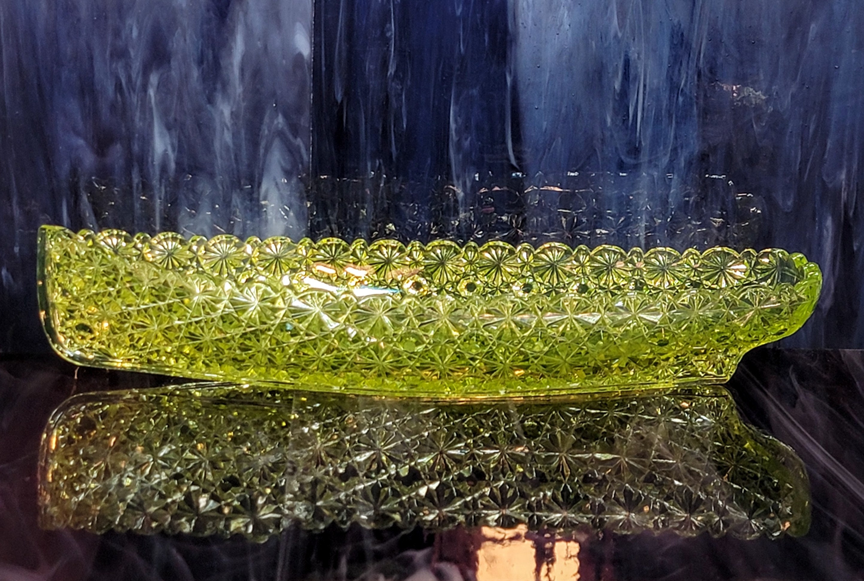 EAPG Antique Uranium Vaseline Glass Hobbs Brockunier and Company