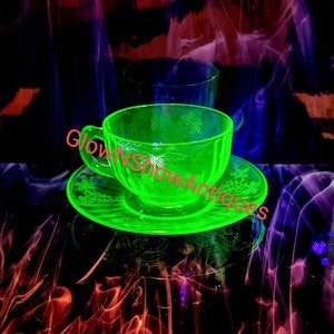 Vintage Jeanette Glass Green Depression Ice Bucket Hex Optic