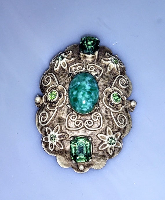 Antique Art Nouveau French Peridot and Turquoise … - image 4