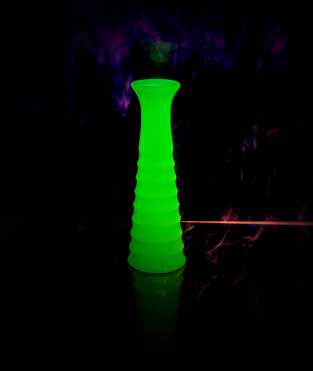 Vintage Jadeite Uranium No 519 Ribbed Bud Vase by Glass