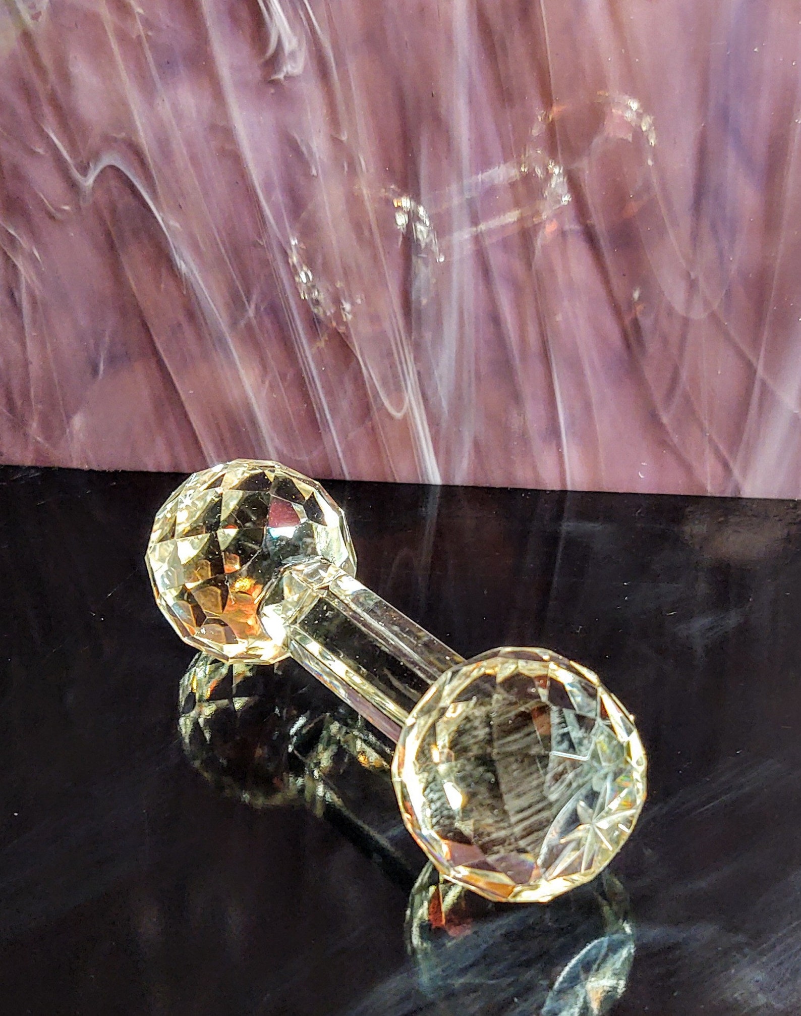 Vintage Cut Crystal Dumbbell Shape Multi Faceted Art Glass Etsy