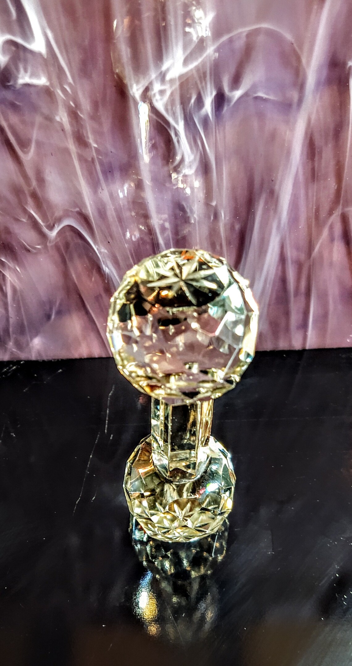 Vintage Cut Crystal Dumbbell Shape Multi Faceted Art Glass Etsy