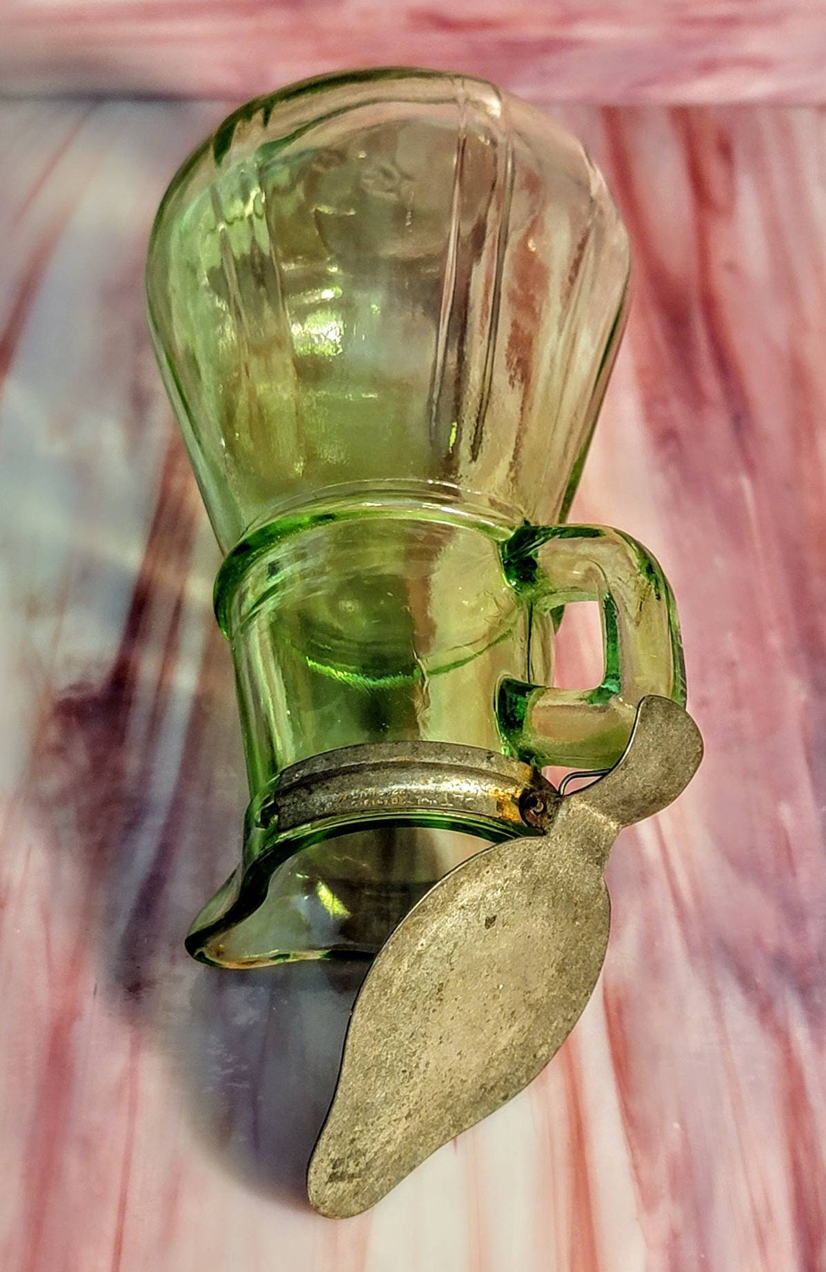 Vintage Hazel Atlas Uranium Pressed Depression Glass GK 866 Syrup