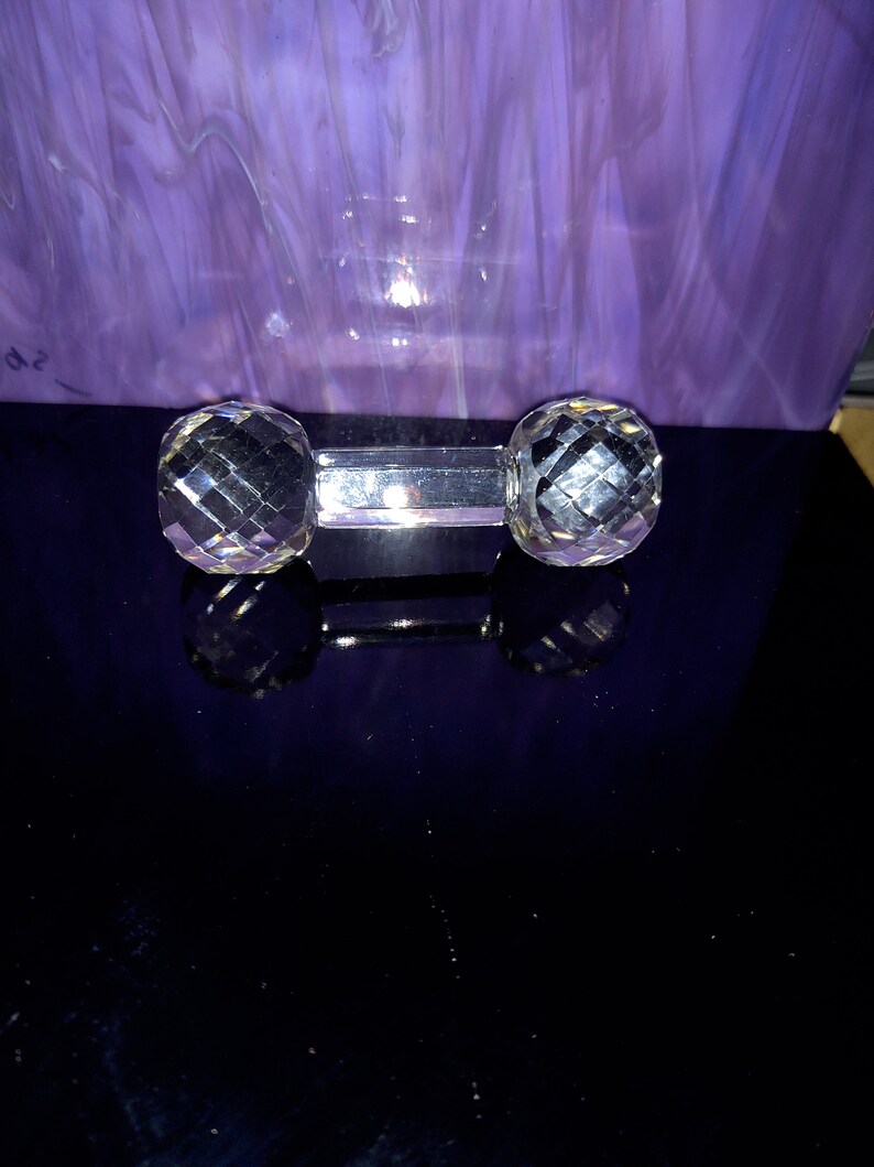 Vintage Cut Crystal Dumbbell Shape Multi Faceted Art Glass Etsy