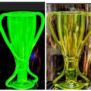 Antique Vaseline Uranium Fostoria Glass Company Canary Yellow Art Deco Trophy Tut Vase No 2288 Circa 1924 To 1928