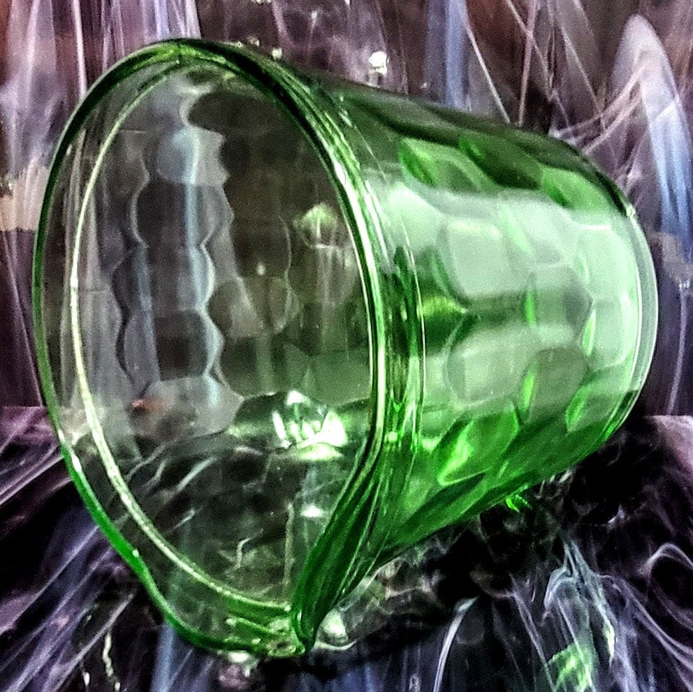 Vintage Jeanette Glass Green Depression Ice Bucket Hex Optic