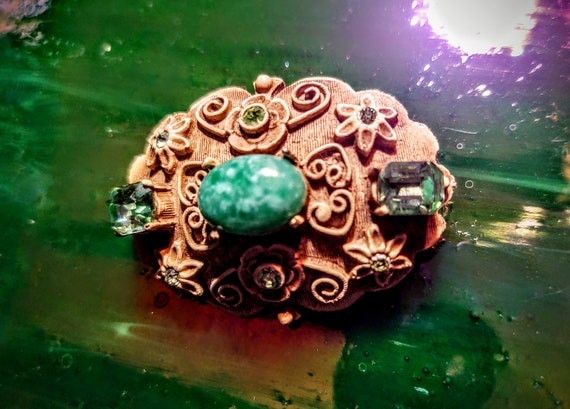 Antique Art Nouveau French Peridot and Turquoise … - image 8