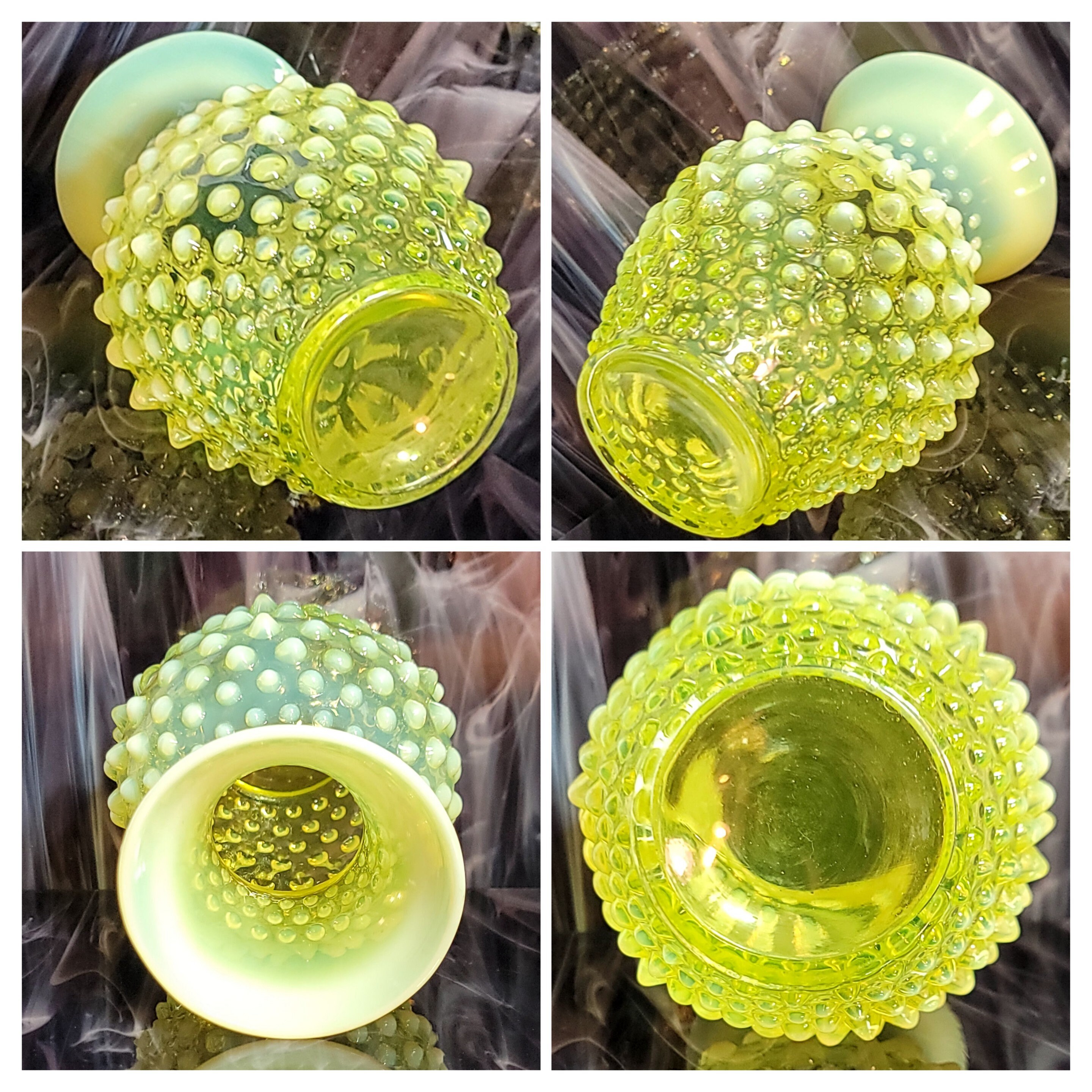 Vintage Large Fenton Vaseline Uranium Art Glass Topaz