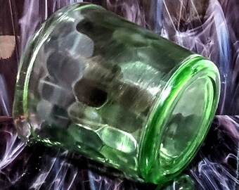 Vintage Jeanette Glass Green Depression Ice Bucket Hex Optic