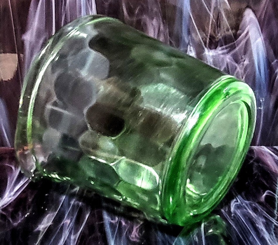 Vintage Jeanette Glass Green Depression Ice Bucket Hex Optic