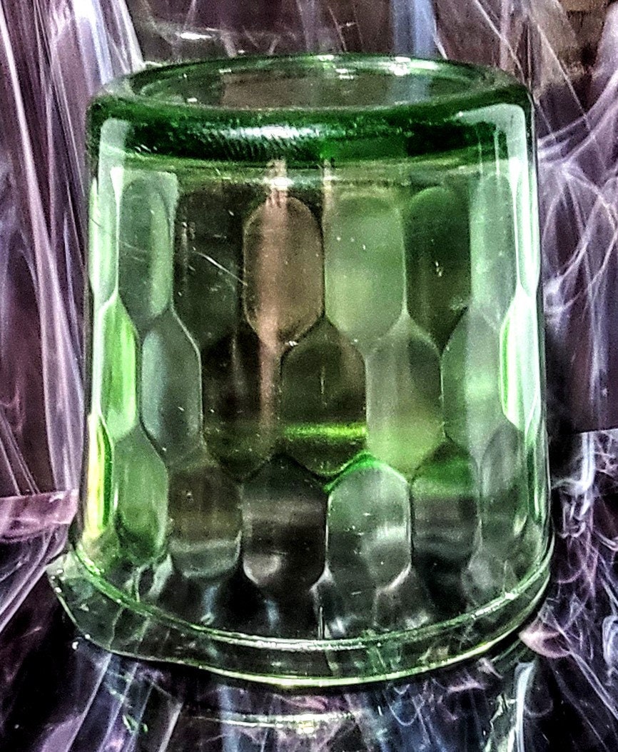 Vintage Jeanette Glass Green Depression Ice Bucket Hex Optic