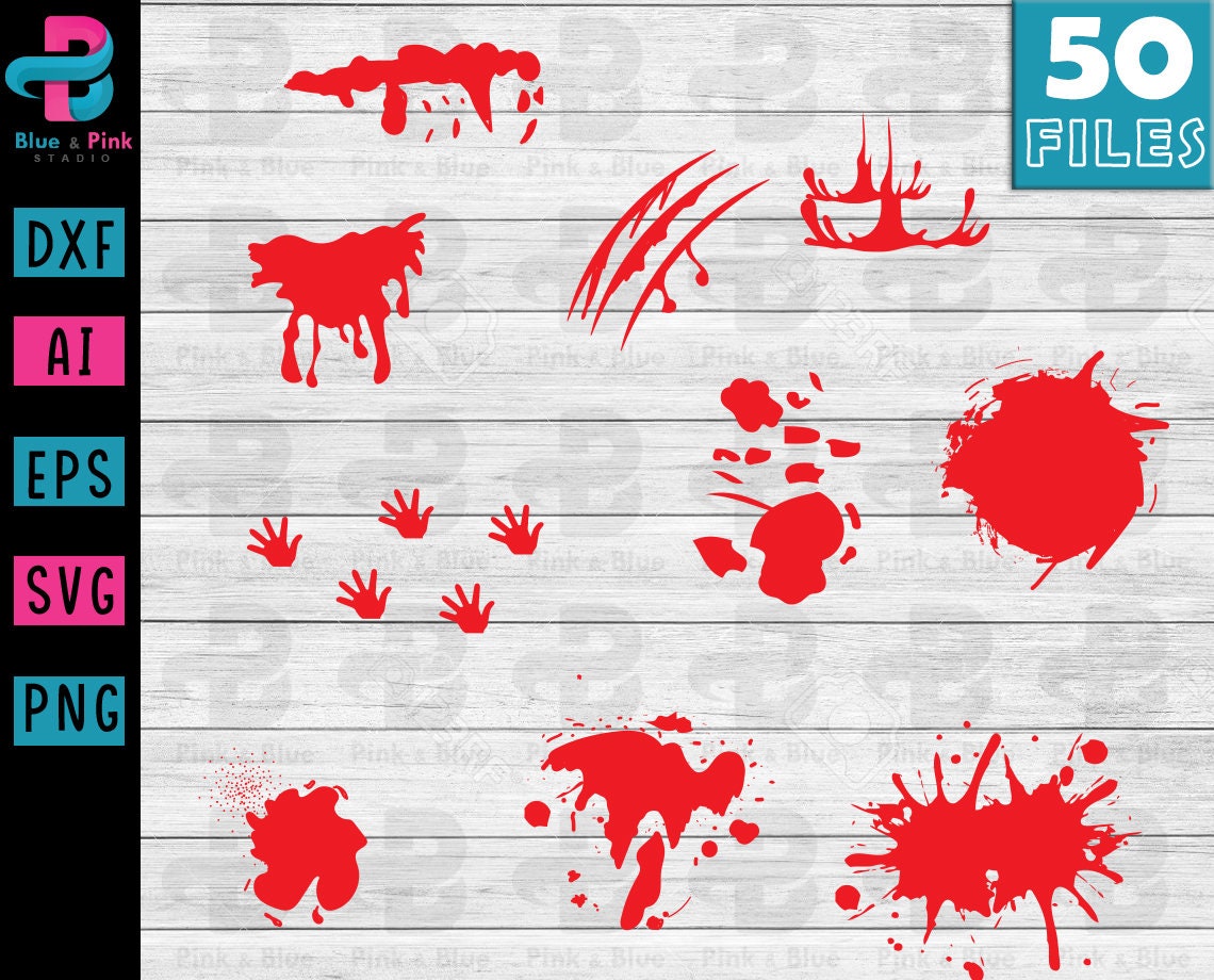 Blood Splatter Bloody Handprint Drips SVG Bundle Cut Files for | Etsy