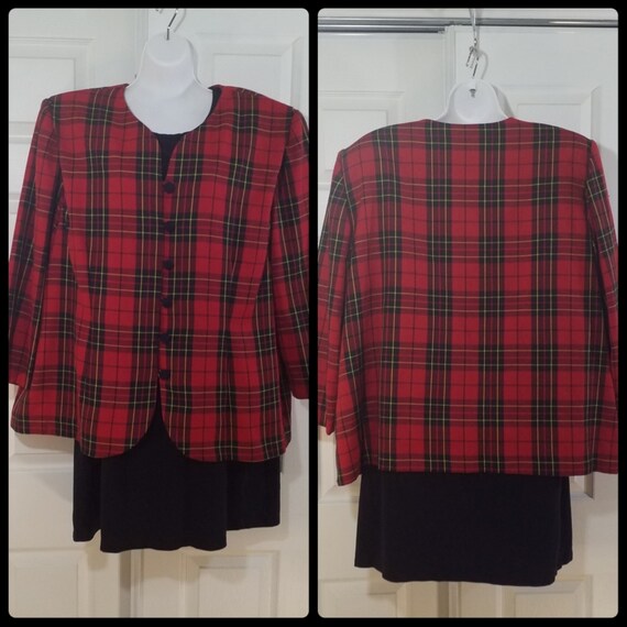 Women Vintage Plaid Blazer Plus size