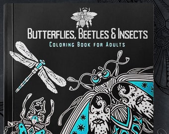 Butterflies, Beetles Insects Coloring Book for Adults Bugs Coloring Book | Beautiful Beetles and Insects |  8,5x8,5" | 99 Pages | DOWNLOAD