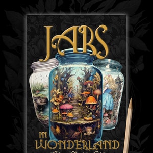 Jars in Wonderland Coloring Book for Adults grayscale - Jars Coloring Book | surreal landscapes Coloring  | whimsical coloring book  |A4|64P
