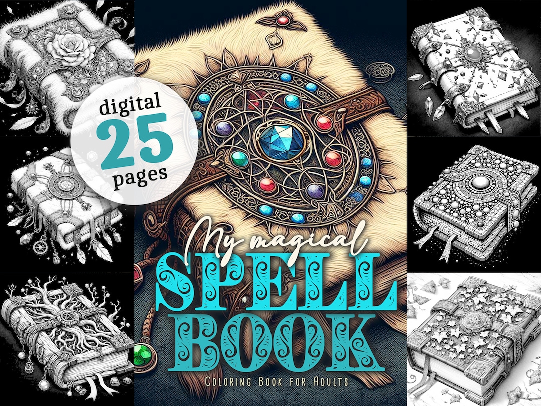 Spell Book Coloring Book Printable magic Coloring Pages Enchanted