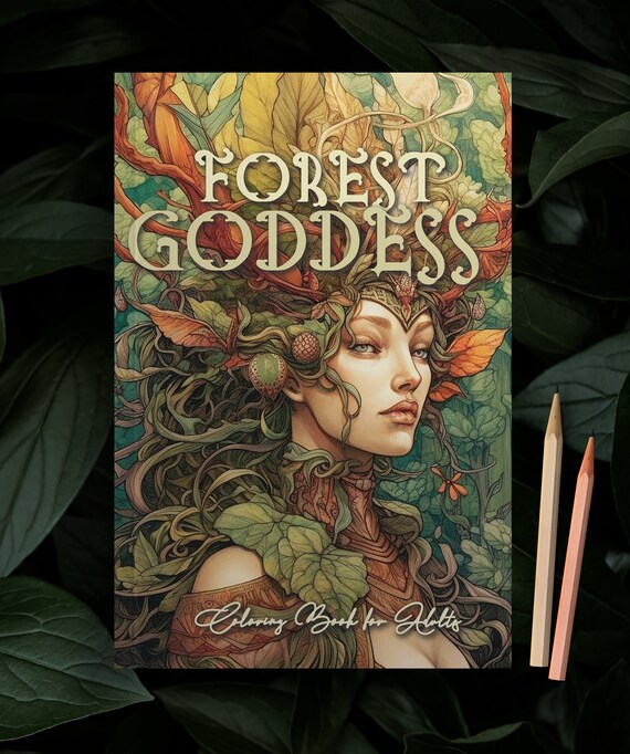 Forest Goddess Coloring Book for Adults Grayscale Goddess Coloring Book  Coloring Book Forest Grayscale beautiful Forest Shaman A4 66P 