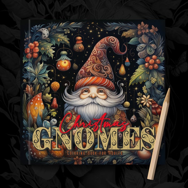 Christmas Gnomes Coloring Book for Adults | Gnomes Coloring Pages | cute Gnomes Coloring Book Christmas Coloring Book Adults Grayscale  64P