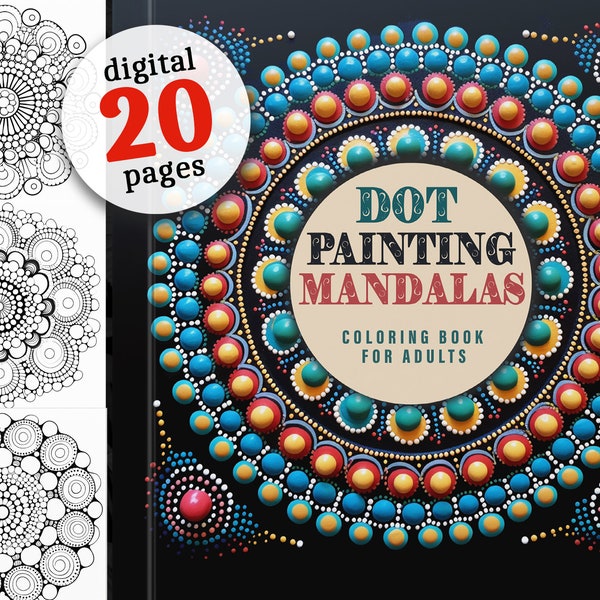 Dot Painting Mandalas Coloring Book printable Mandala Coloring Pages | dot painting coloring download |  Dot Mandalas Coloring Pages digital