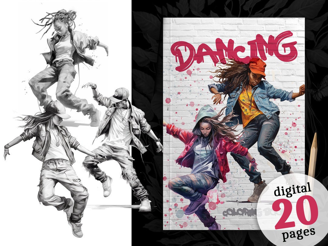 Dancing Coloring Book Printable Dance Coloring Book Digital Dancers