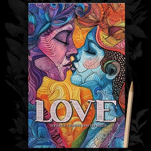 Love Zentangle Coloring Book for adults  | Zentangle Love Coloring love couples, heart shaped trees and heart designs - valentines day gift