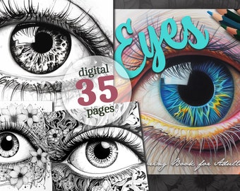 Eyes Coloring Book for Adults: Eye Coloring pages | Eyes Grayscale Coloring Pages digital  | Grayscale Eye Coloring Pages printable digital