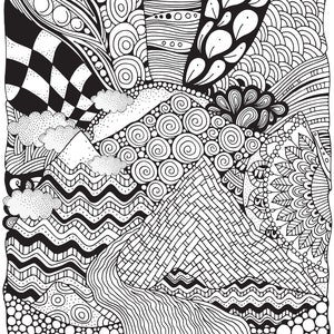 Zentangle Landscapes Coloring Book for Adults: Wonderful landscapes in zentangle style to dream & relax 8,27x11,69 A4 65 P Softcover image 3
