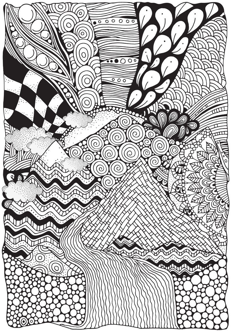 Zentangle Landscapes Coloring Book for Adults: Wonderful landscapes in zentangle style to dream & relax 8,27x11,69 A4 65 P Softcover image 3