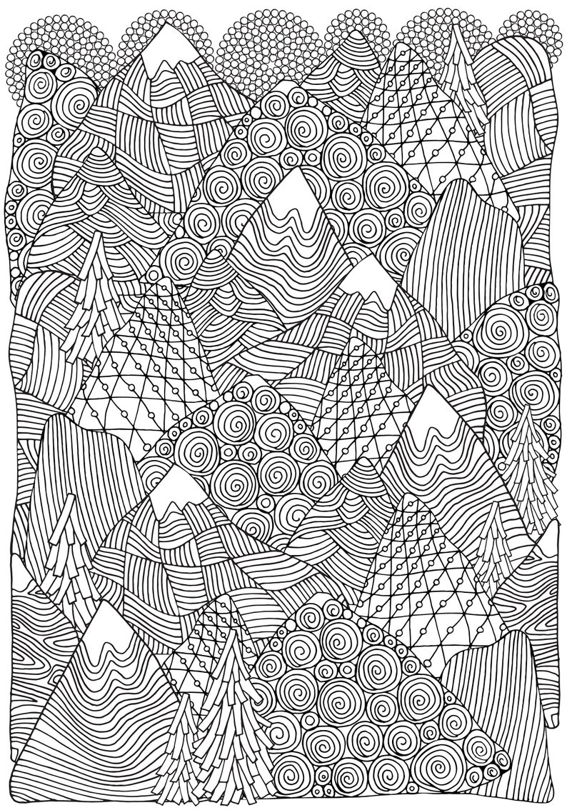 Zentangle Landscapes Coloring Book for Adults: Wonderful landscapes in zentangle style to dream & relax 8,27x11,69 A4 65 P Softcover image 8