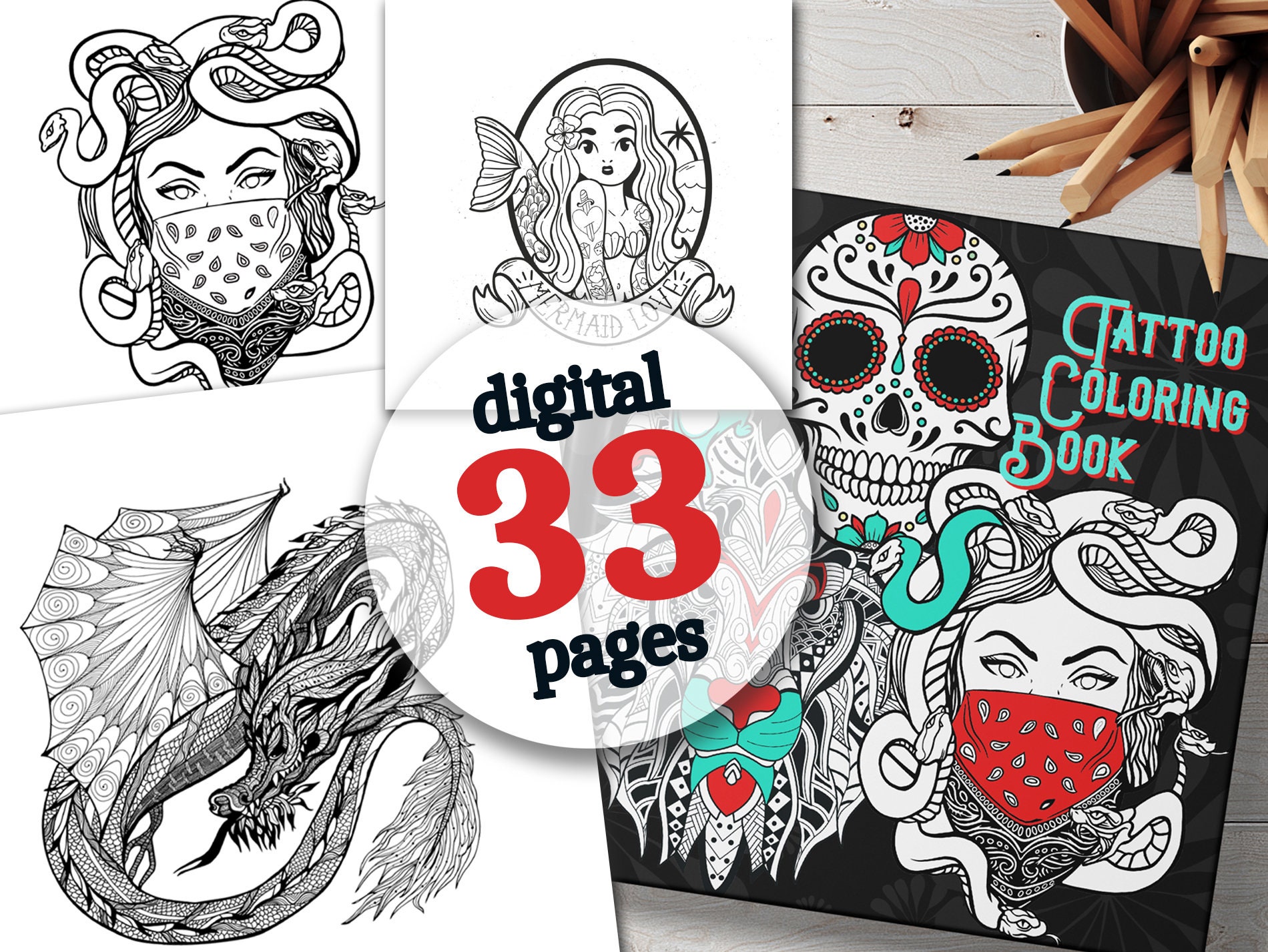 50 Tattoo Adult Coloring Book: An Adult Coloring Book with Awesome, Sexy,  and Relaxing Tattoo Designs for Men and Women Coloring Pages Volume 1  (Paperback)