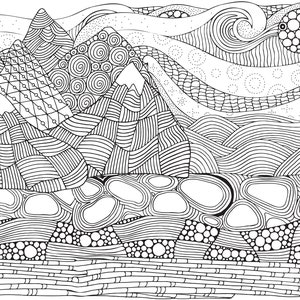 Zentangle Landscapes Coloring Book for Adults: Wonderful landscapes in zentangle style to dream & relax 8,27x11,69 A4 65 P Softcover image 10