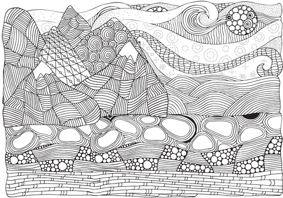 Zentangle Scenery Coloring Page Printable -  Portugal