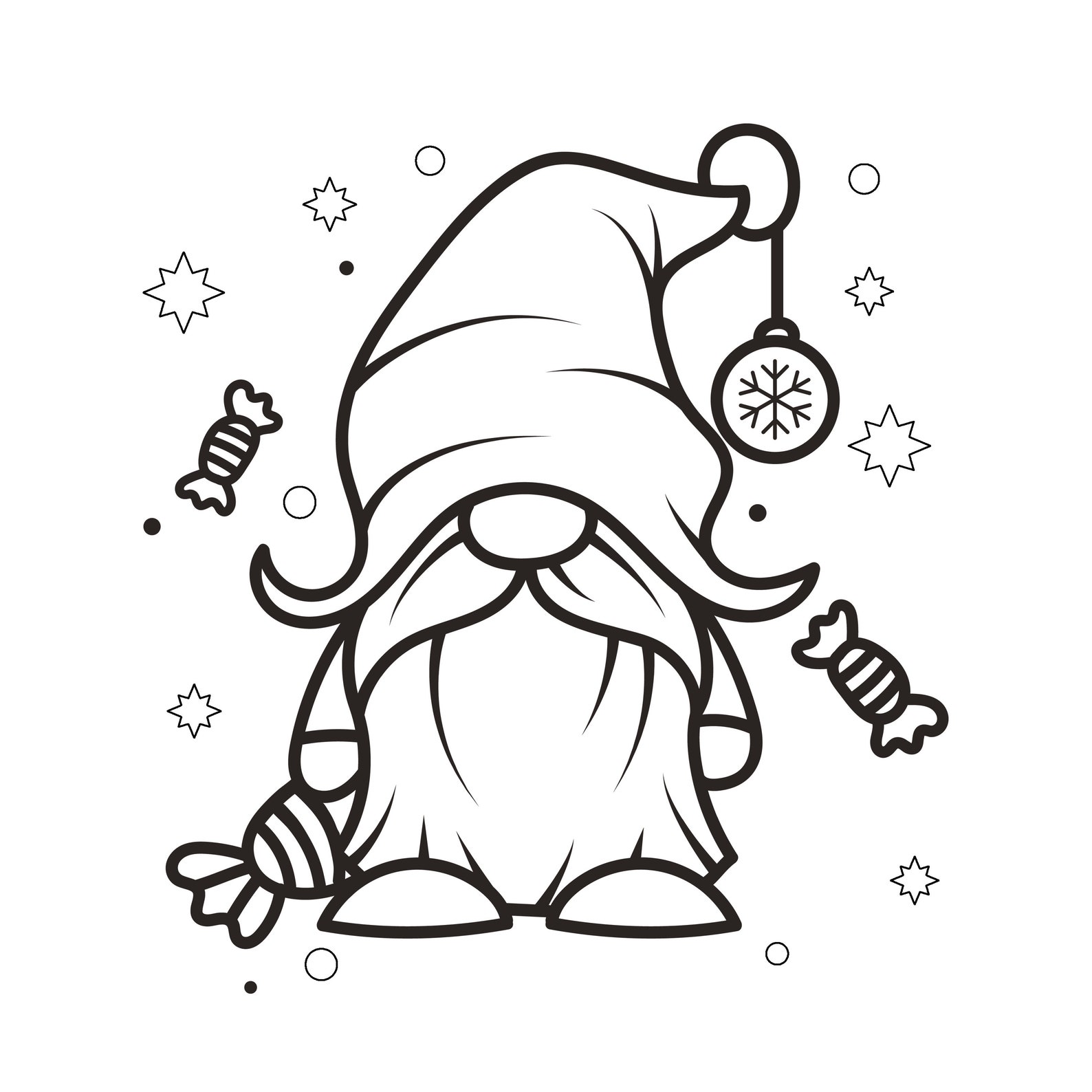 Christmas Gnome Coloring Pages Printable