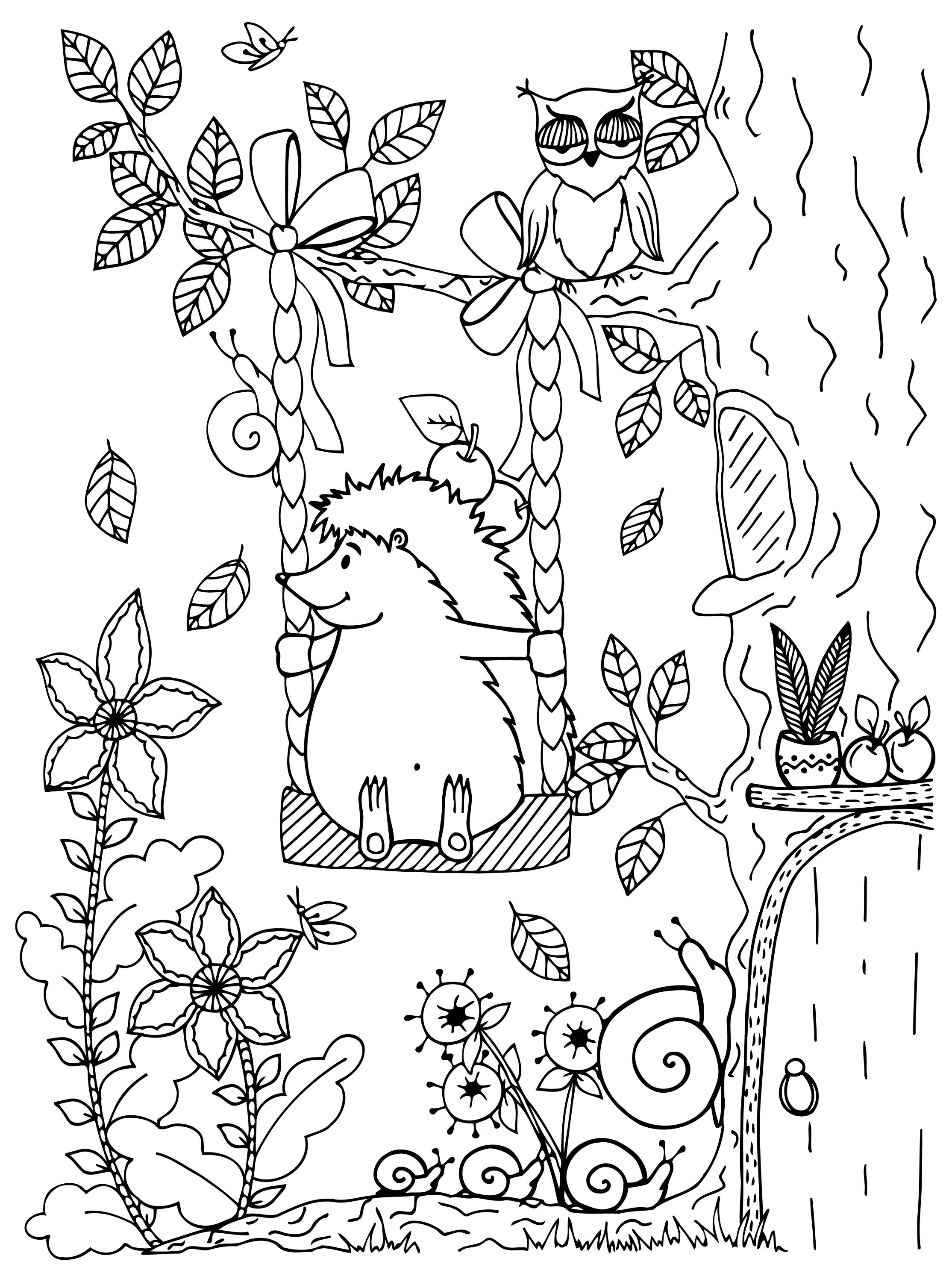 Hedgehog Coloring Book for Adults and Kids Little Hedgehogs Etsy UK