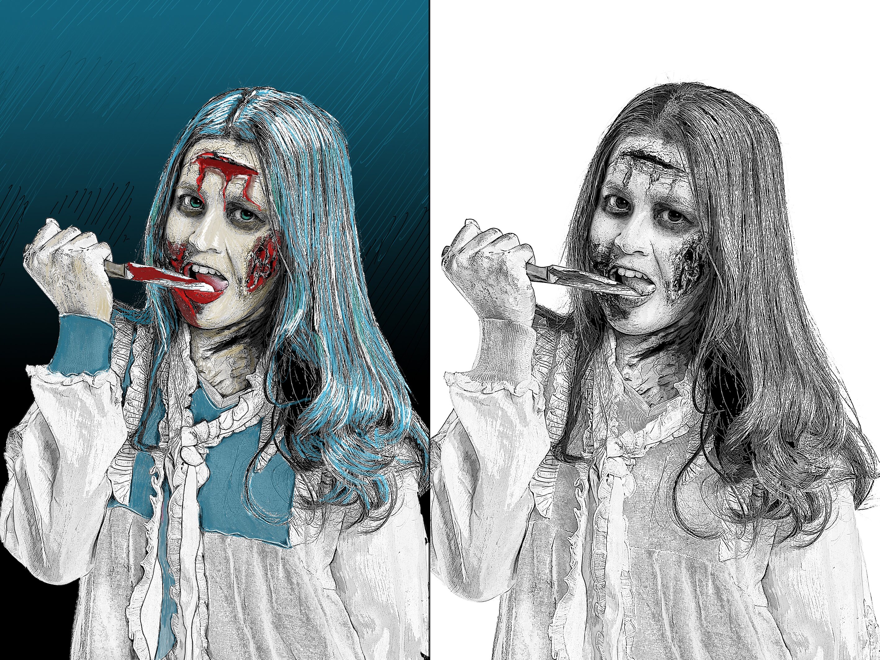 Horror Coloring Book for Adults Greyscale: Halloween coloring | Etsy