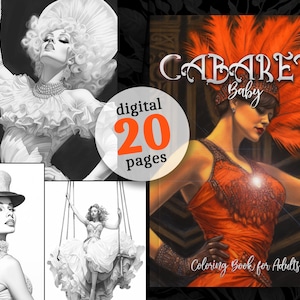 Cabaret Coloring Book printable Cabaret Coloring Book digital | Cabaret Costumes Coloring Pages download | Grayscale costumes download