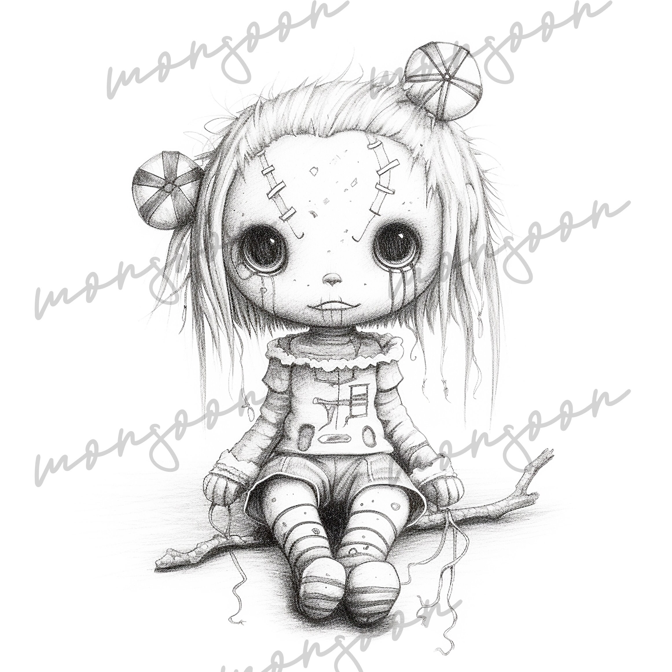 Cute Creepy Dolls Coloring Book for Adults: Puppets Coloring Book