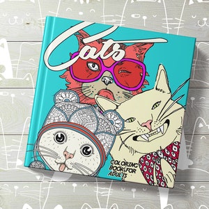 Easy Adult Cat Coloring Book for Women Graphic by