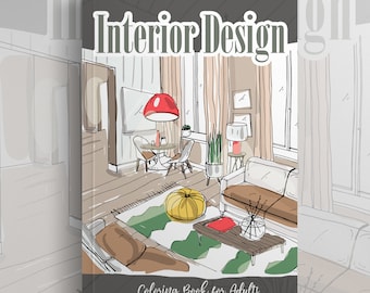 Interior Coloring Book for Adults: Interior design Coloring Book | Living Spaces | furniture Coloring home design | A4 | 56 p Softcover