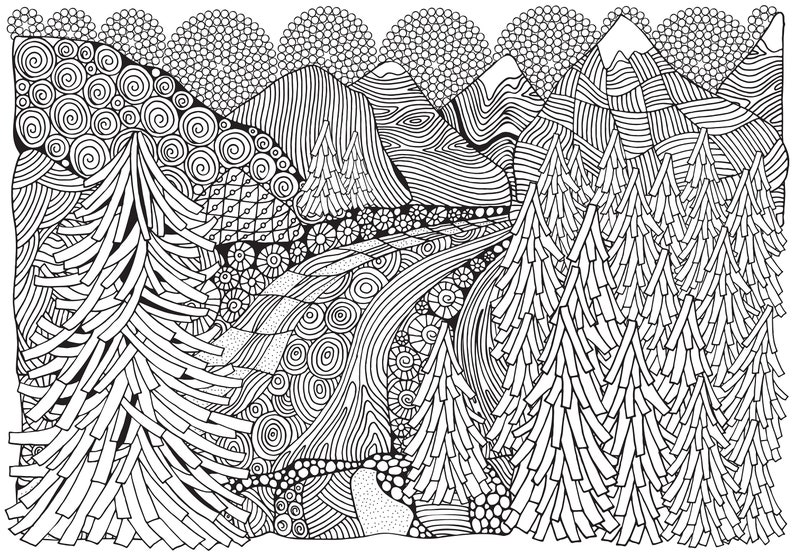 Zentangle Landscapes Coloring Book for Adults: Wonderful landscapes in zentangle style to dream & relax 8,27x11,69 A4 65 P Softcover image 7