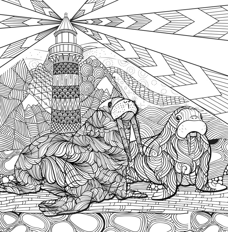 Download Lighthouses Coloring Book for Adults: Ocean Coloring Book | Etsy