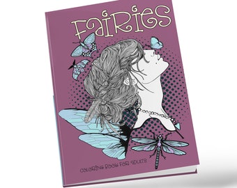 Fairies Coloring Book for Adults | Fantasy Coloring Book printable | Beautiful Fairies coloring pages | printable coloring  | 78p download