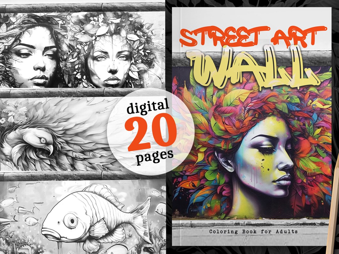 Street Art Coloring Book Printable Graffiti Coloring Book Digital