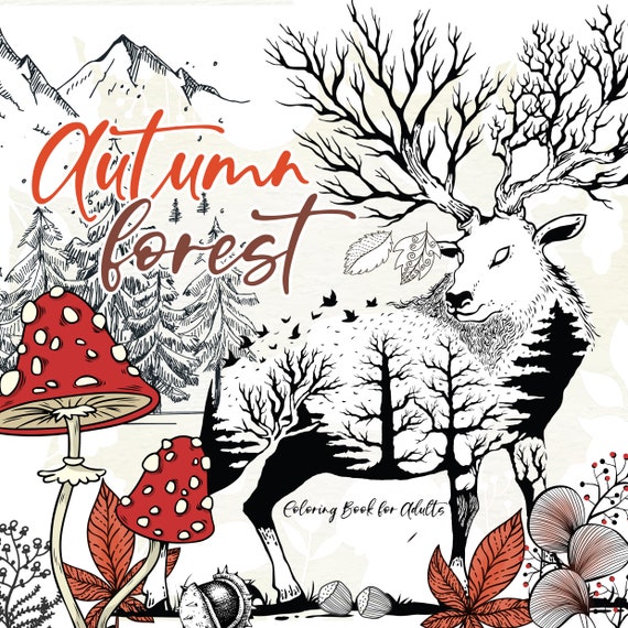 Winter Forest Coloring Book for Adults: 60 Pages with Wildlife and Country  Houses to Color for Anxiety and Depression