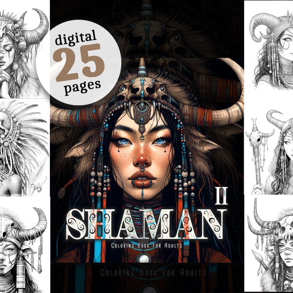 Shaman Coloring Book printable Vol.2 praying Coloring pages | Spiritual Coloring Pages beautiful Shamans from all cultures Mystic Coloring