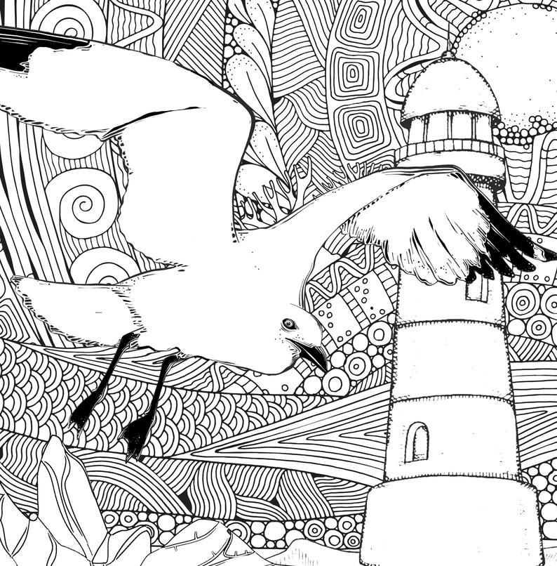 Download Lighthouses Coloring Book for Adults: Ocean Coloring Book | Etsy