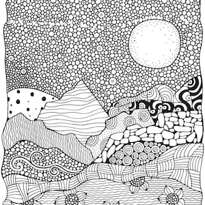 Zentangle Landscapes Coloring Book for Adults: Wonderful landscapes in zentangle style to dream & relax 8,27x11,69 A4 65 P Softcover image 6