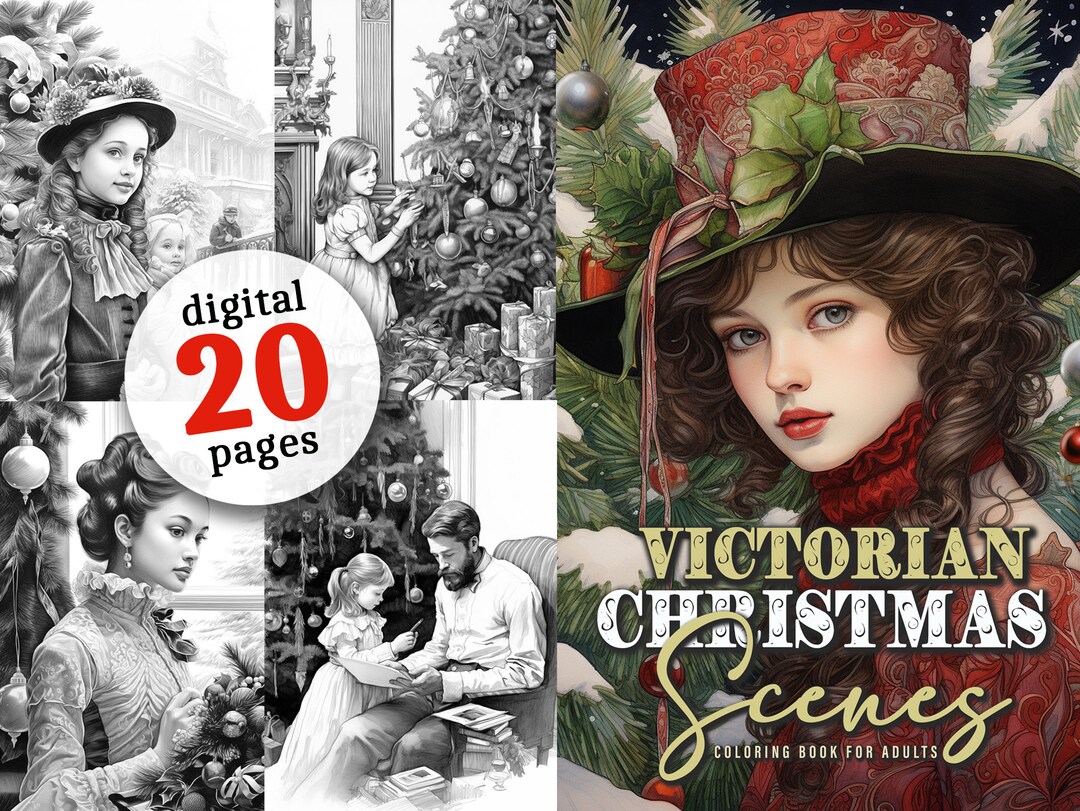 Victorian Christmas Scenes Coloring Printable Victorian Coloring Pages ...