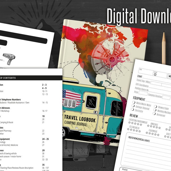 RV Travel Logbook Journal | Camping Log Book | RV Travel Journal | Campside Reviews | awsome contents | 6x9" | 150 P DOWNLOAD