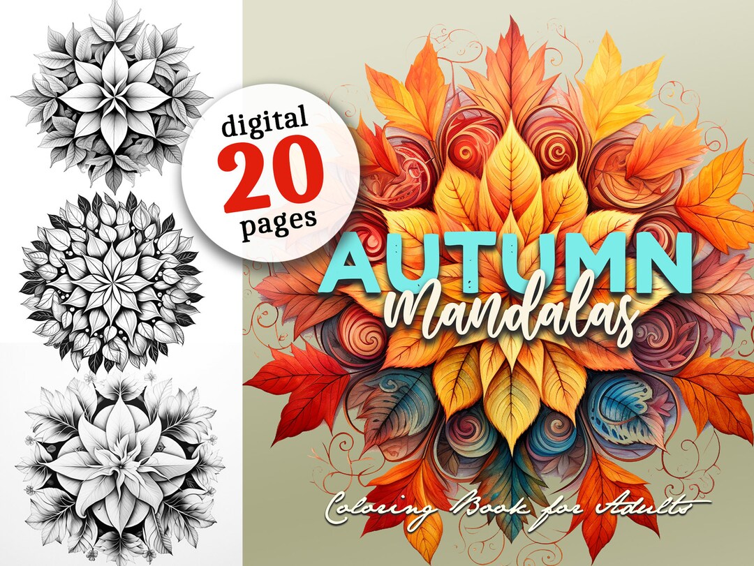 Autumn Mandalas Coloring Book Printable Autumn Leaves Coloring Pages ...